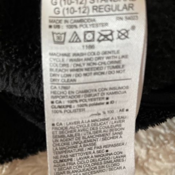 Girls Black Fuzzy Old Navy Zip Up Hoodie (Size 10-12) - Picture 3 of 4